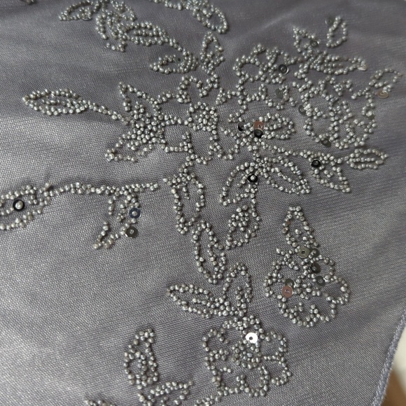 Love Tease Silver Sequin Beaded Halter Drop-Waist Cocktail Dress Size Medium - Picture 5 of 9